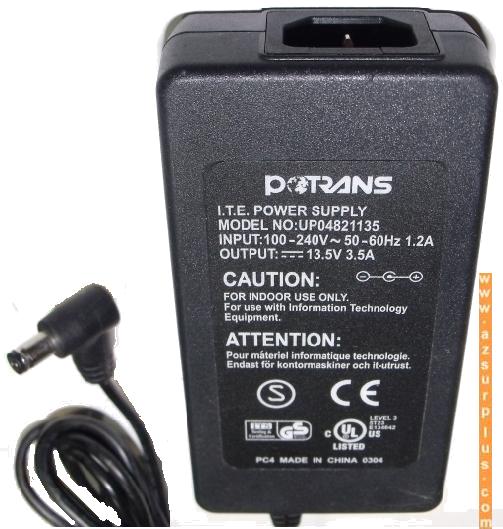 New POTRANS UP04821135 DC 13.5V 3.5A ac adapter I.T.E POWER SUPPLY